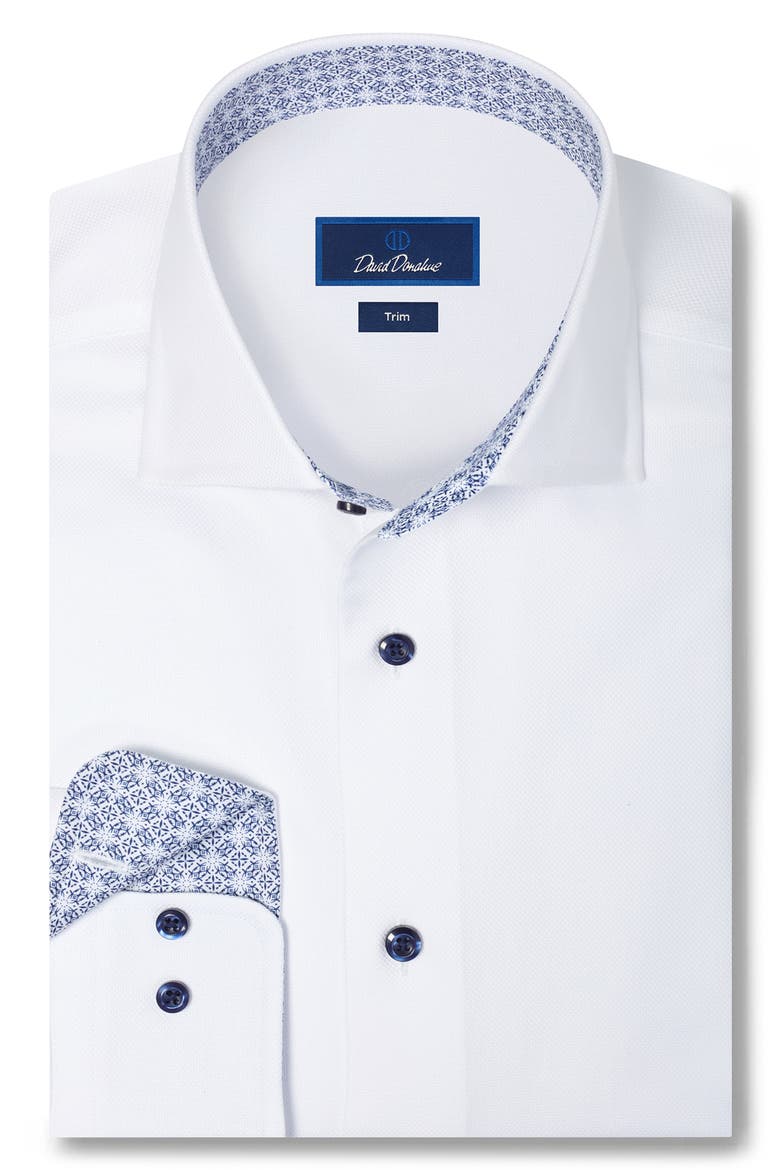 Trim Fit Royal Oxford Solid Cotton Dress Shirt, Main, color, WHITE