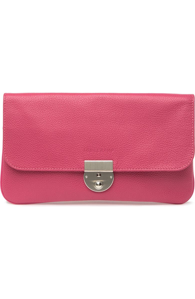 Longchamp Le Foulonne Leather Travel Clutch, Main, color, Pink
