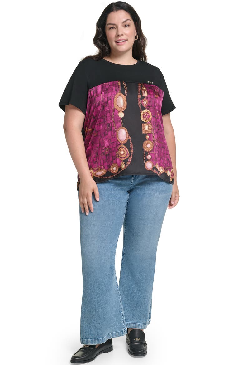 Placed Print Top, Alternate, color, CHERRY LACQUER COMBO