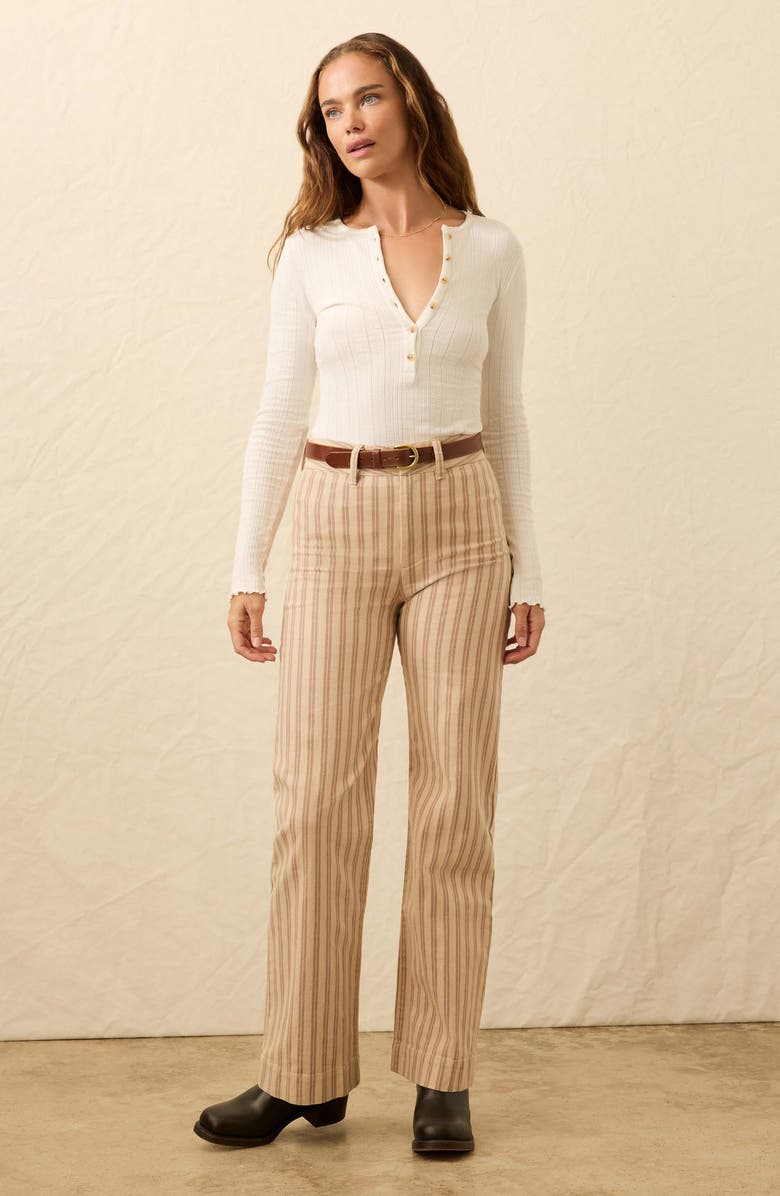 Faherty Paradise Pointelle Stitch Organic Cotton Blend Henley, Alternate, color, Egret