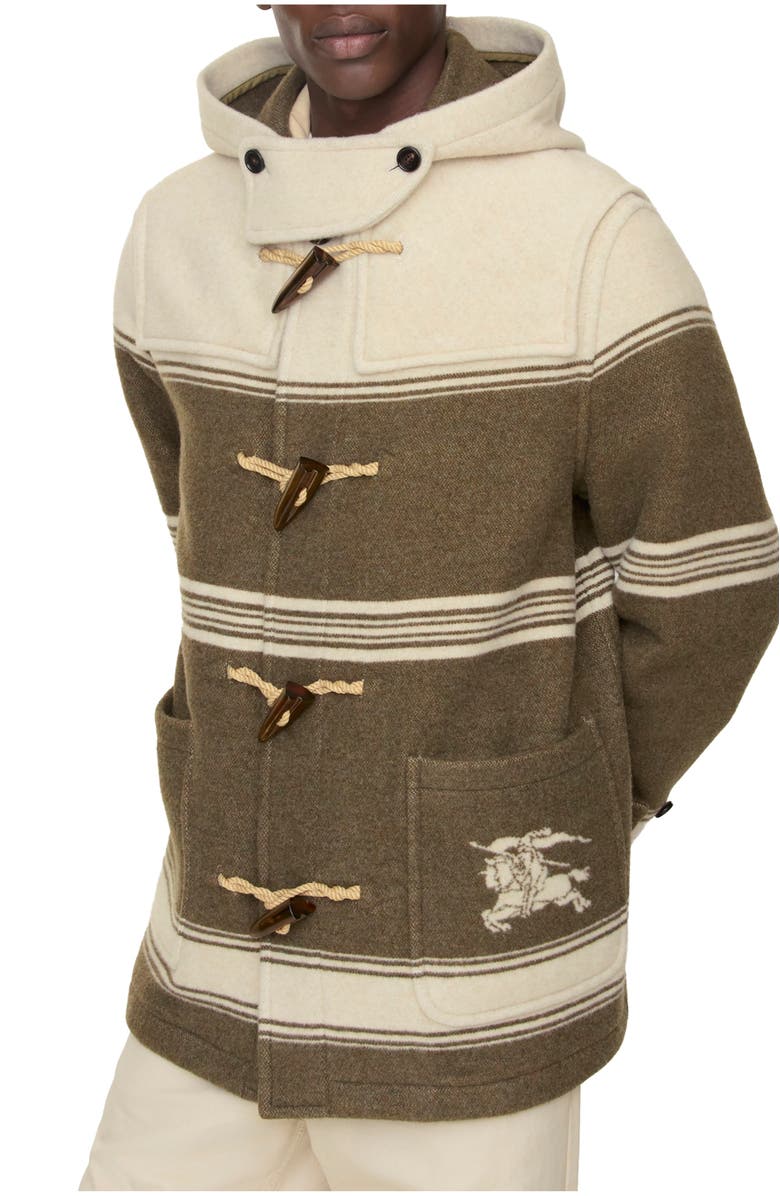 Burberry Short Wool Blend Harrogate Duffle Coat, Main, color, Scout Green