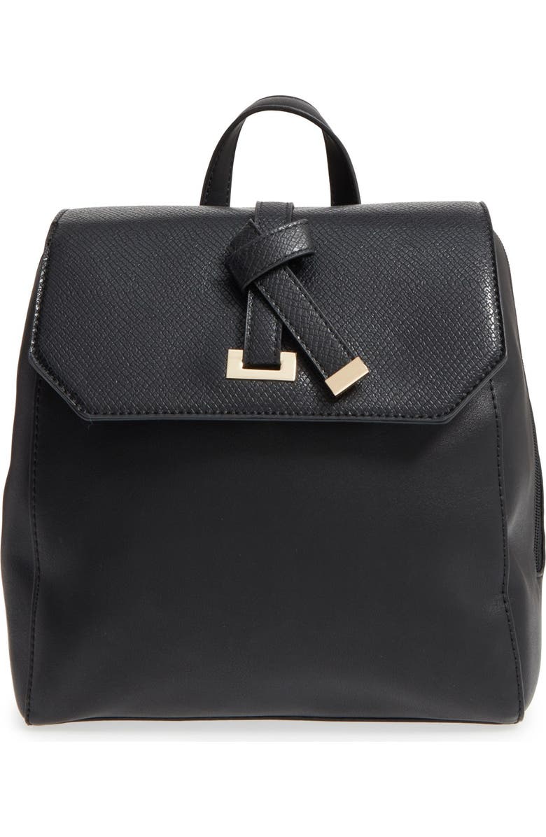 BP. Faux Leather Backpack, Main, color, Black