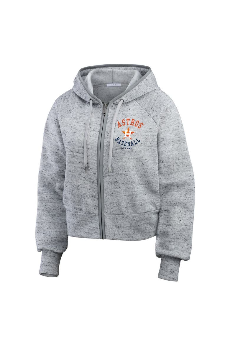 Women's WEAR by Erin Andrews  Heather Gray Houston Astros Speckled Fleece Cropped Full-Zip Hoodie, Alternate, color, Heather Gray
