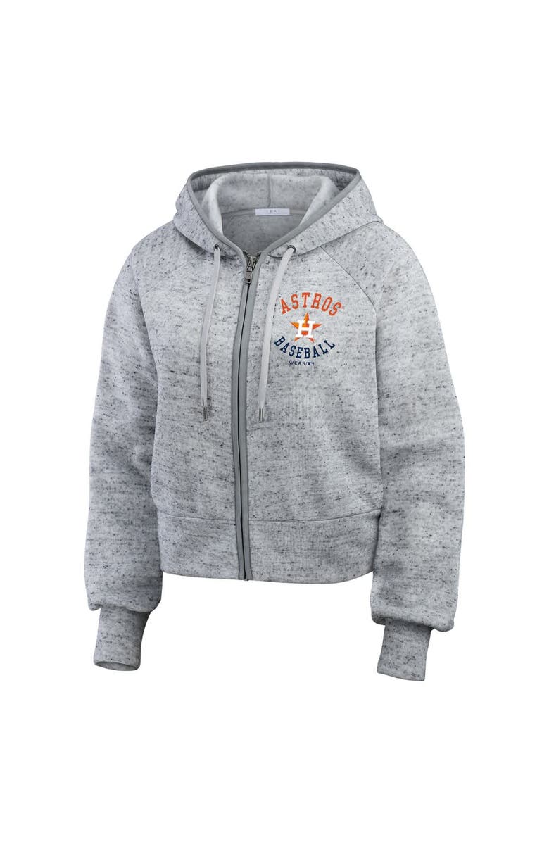 WEAR by Erin Andrews Women's WEAR by Erin Andrews Heather Gray Houston Astros Speckled Fleece Cropped Full-Zip Hoodie, Alternate, color, Heather Gray