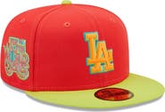 New Era Men's New Era Red/Neon Green Los Angeles Dodgers 1978 World Series  Lava Highlighter Combo 59FIFTY Fitted Hat