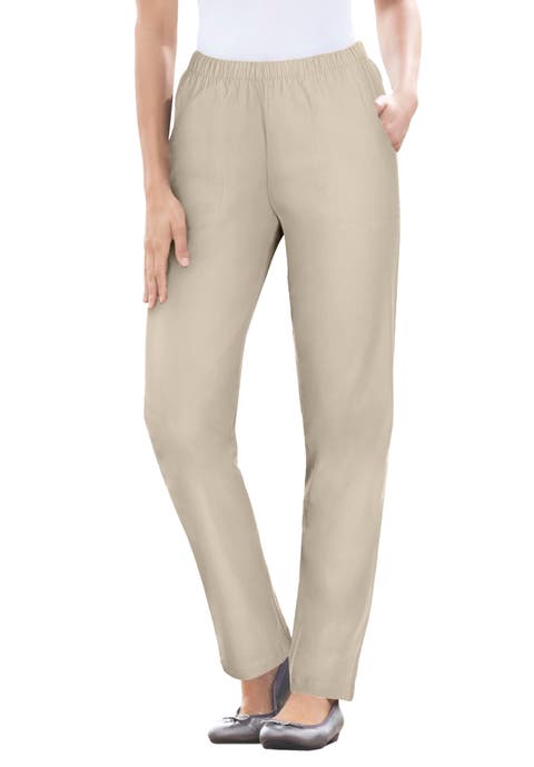 Fineline Pull On Elastic Waist Straight Leg Stretch Denim Jeans (plus)