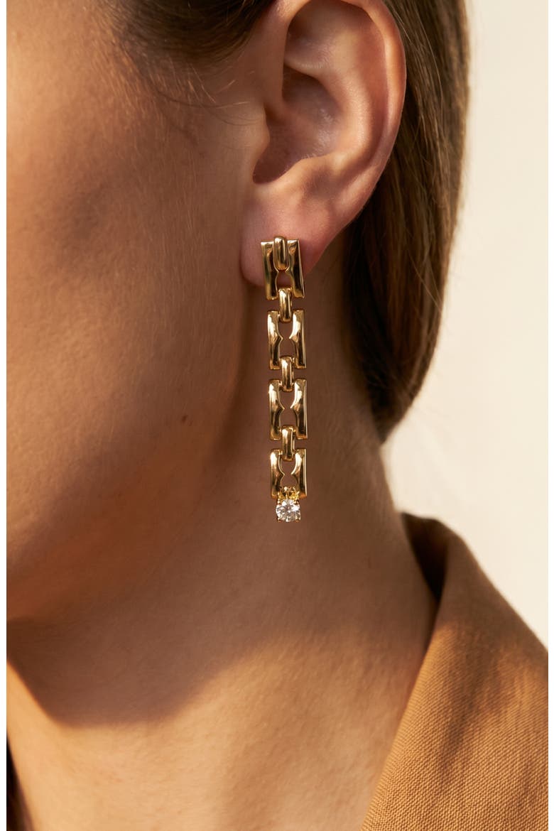 Linear Cubic Zirconia Drop Earrings, Alternate, color, GOLD