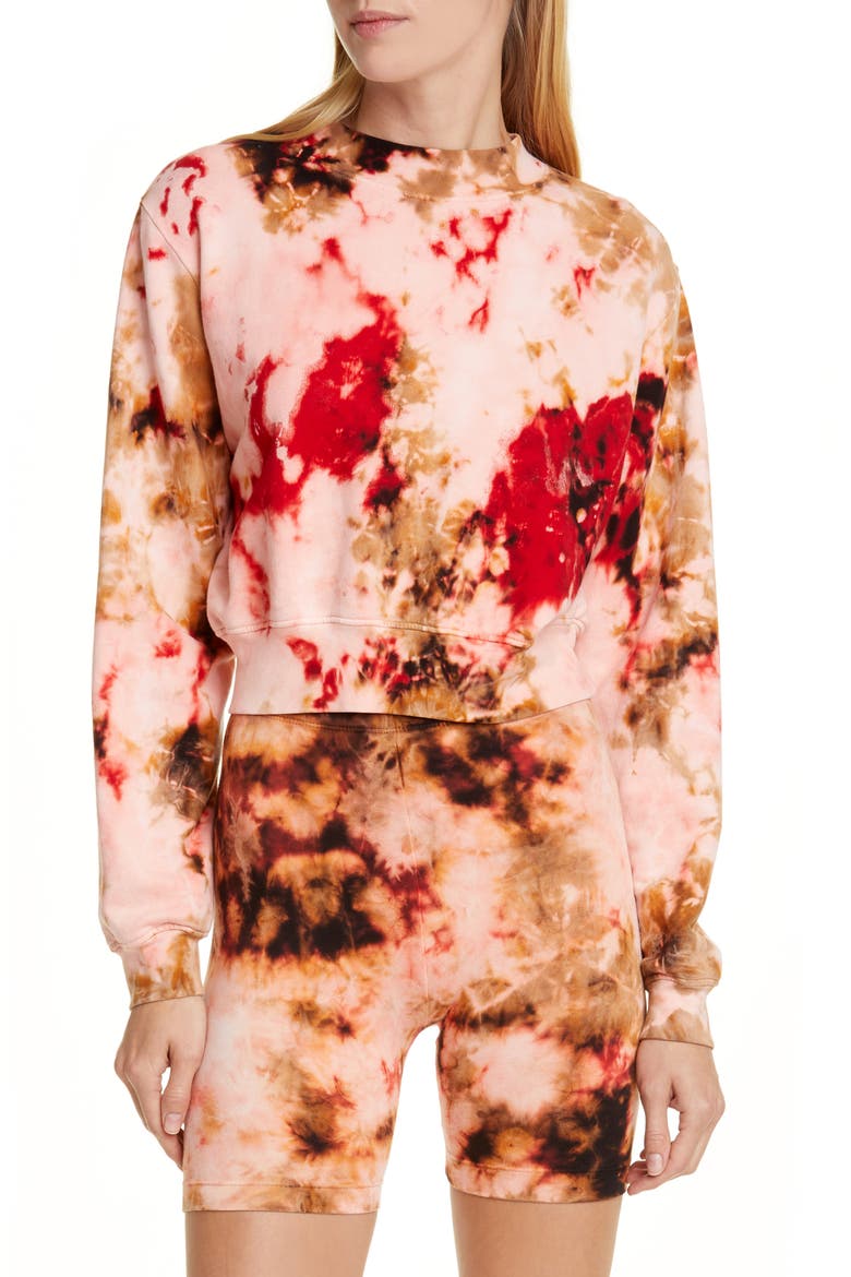 Milan Tie Dye Crop Sweatshirt, Main, color, CHERRY CURRENT