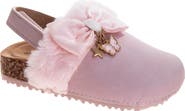 Laura Ashley Kids' Slingback Faux Fur Trim Clog