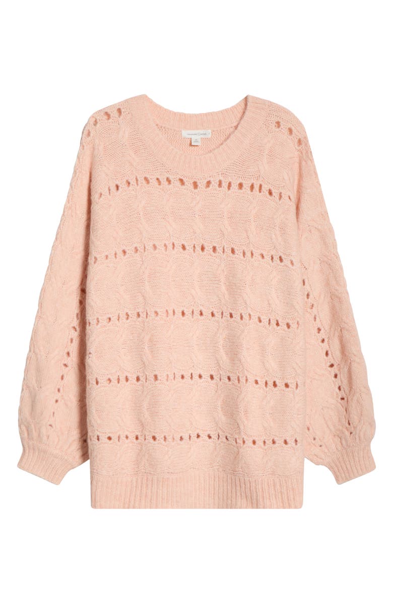 Treasure & Bond Cable Crewneck Sweater, Alternate, color, Pink