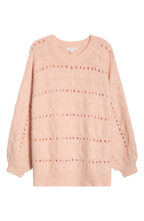 Treasure & Bond Cable Crewneck Sweater In Brown