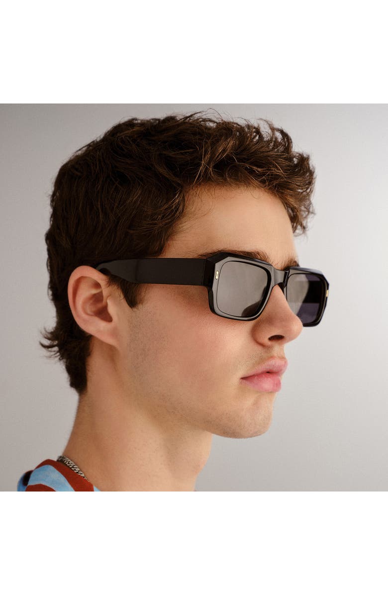 AIRE Pluto 53mm Rectangular Sunglasses, Alternate, color, Black/Smoke Mono Polarized