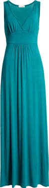 Loveappella V-Neck Jersey Maxi Dress