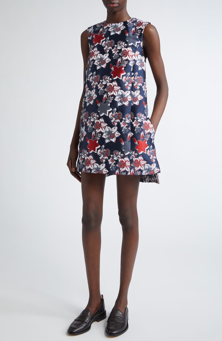 Thom Browne Floral Jacquard Shift Dress, Main, color, 