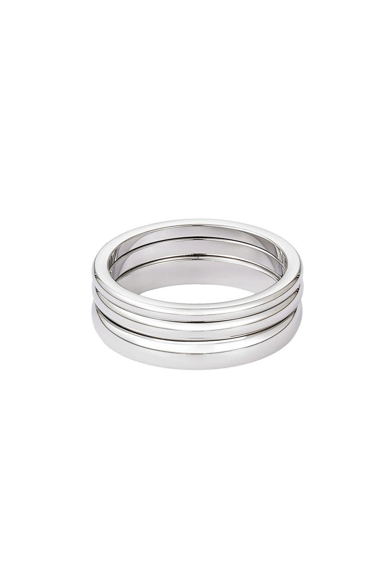 Set of 3 Stackable Band Rings, Alternate, color, SILVER
