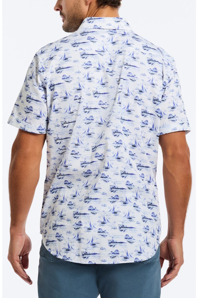 Alboran Short Sleeve Stretch Cotton Button-Up Shirt, Alternate, color, BLUE