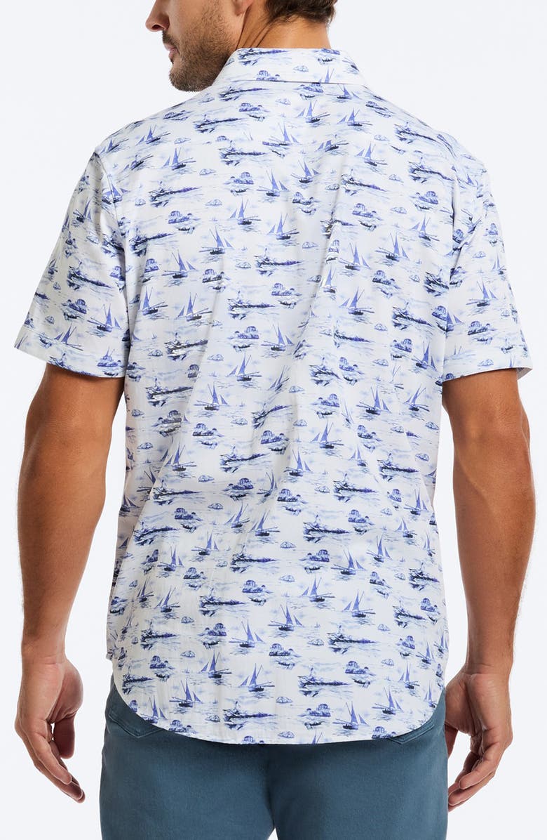 Robert Graham Alboran Short Sleeve Stretch Cotton Button-Up Shirt, Alternate, color, Blue