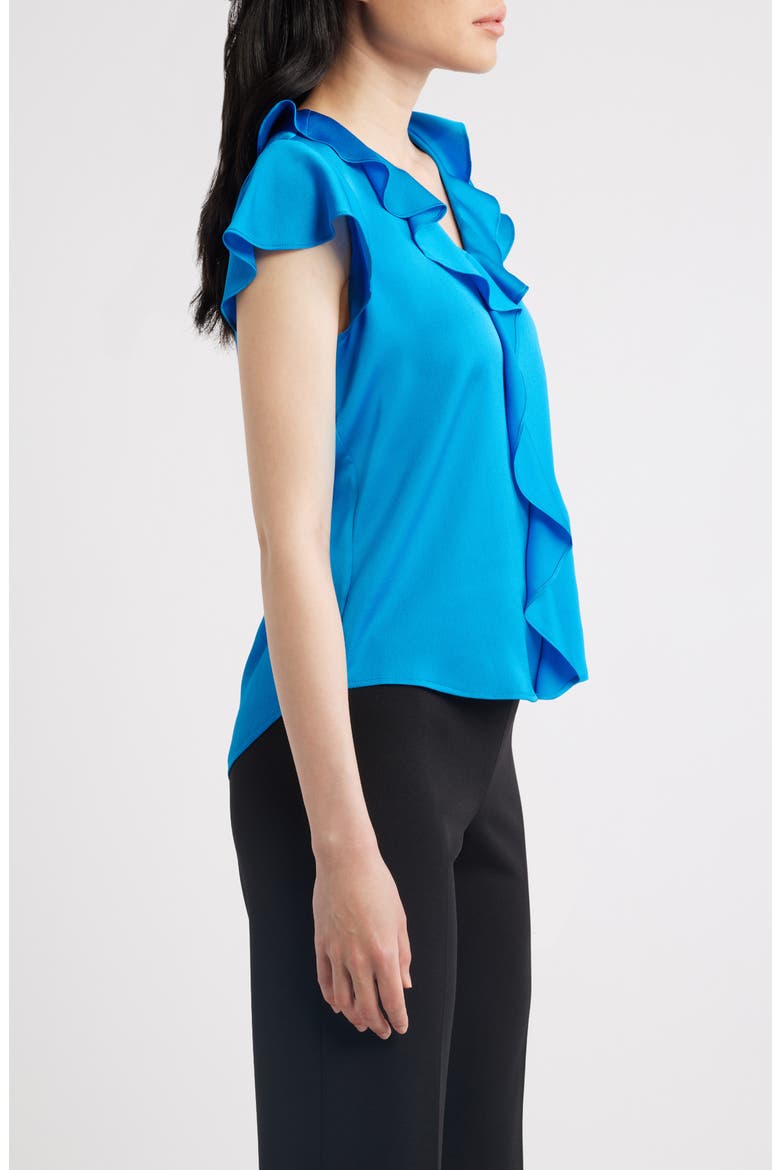 Ruffle Flutter Satin Top, Alternate, color, BLUE JEWEL
