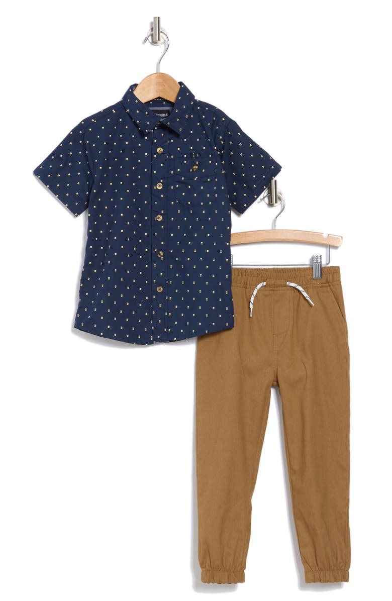 Kenneth Cole Kids' Short Sleeve Shirt & Joggers Set, Main, color, 