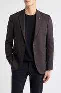AllSaints Ross Slim Fit Brown Micro Houndstooth Sport Coat