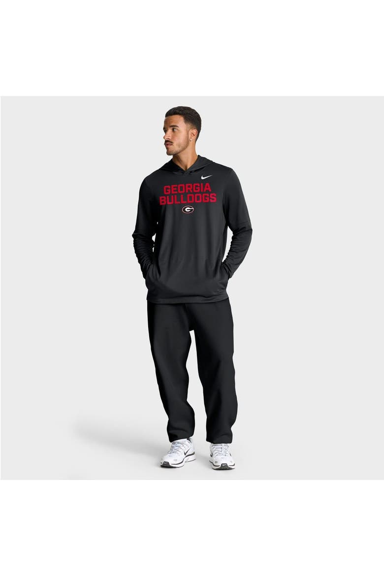 Men's Nike Black Georgia Bulldogs 2025 Sideline Performance Long Sleeve Hoodie T-Shirt, Alternate, color, Black