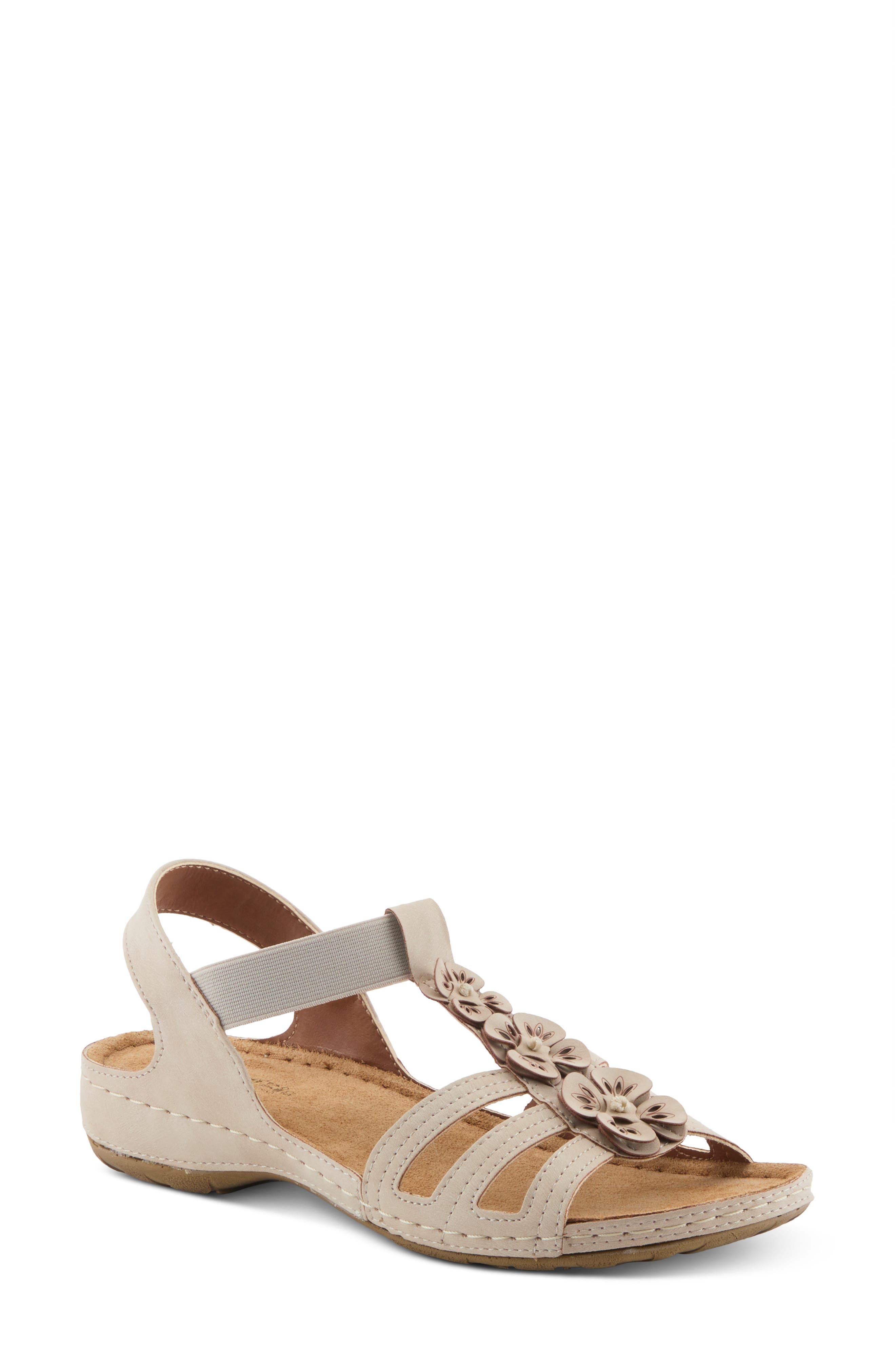 Flexus by Spring Step Adede Floral T-Strap Sandal, Main, color, Beige