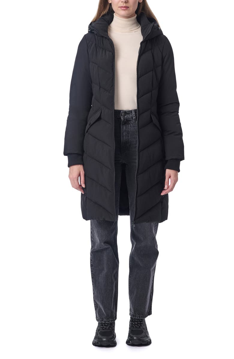 Bernardo Hooded Walker Coat, Alternate, color, Black