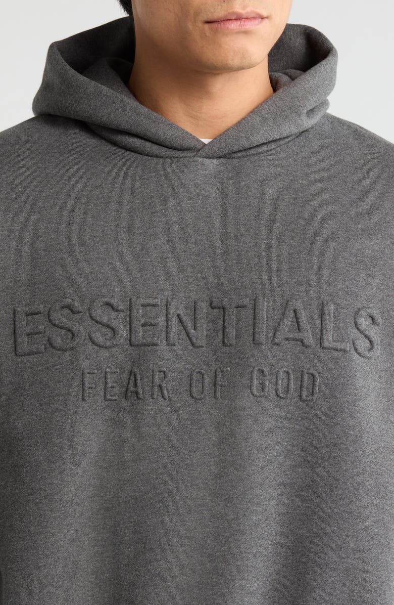 Fear of God Essentials Classic Cotton Blend Hoodie, Alternate, color, Charcoal Heather