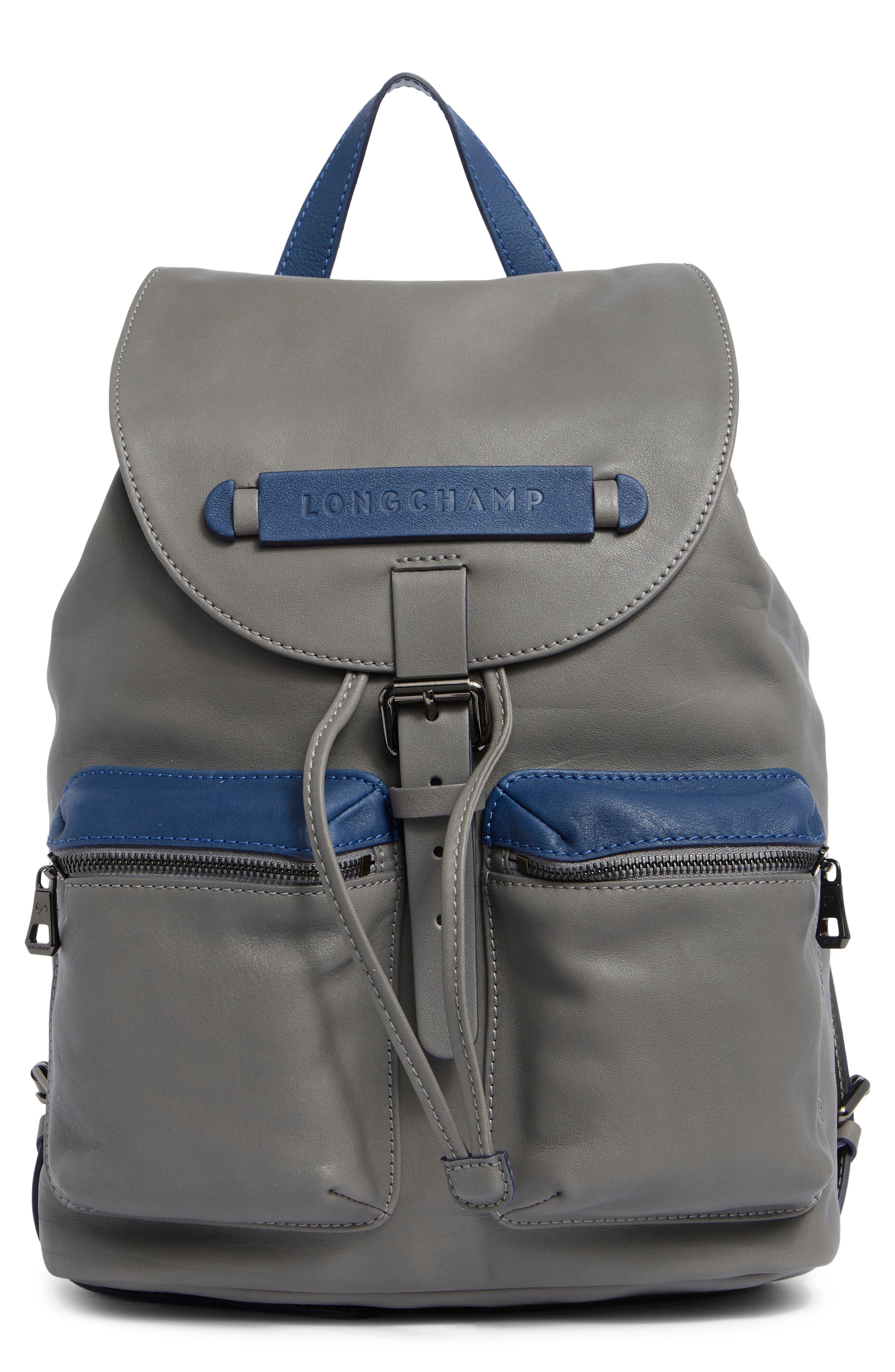 Longchamp LC3D Medium Leather Backpack, Main, color, Grey/Blue