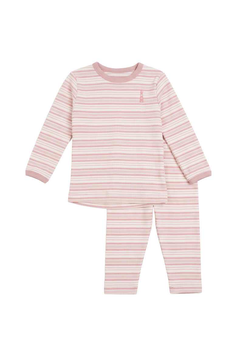 Girl Lighthouse Striped Long Sleeve Top and Elastic Waist Pants Set, Main, color, Pink