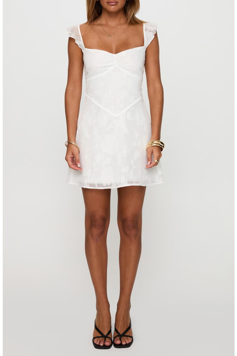 Past & Present Burnout Floral Minidress, Main, color, WHITE