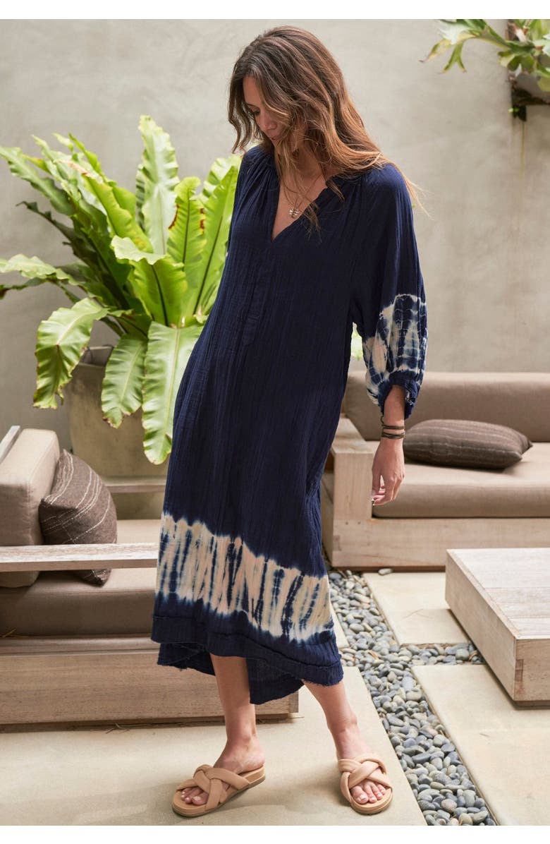 ocean+main Tie Dye Gauze Dress with Pockets, Alternate, color, Navy Sedona