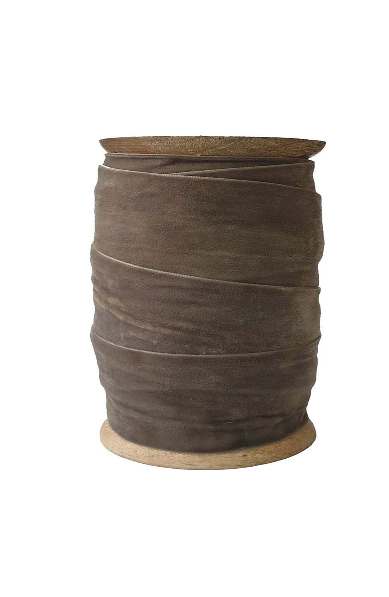 CG Hunter Wide Hand Dyed Velvet Ribbon Dark Brown, Main, color, Dark Brown