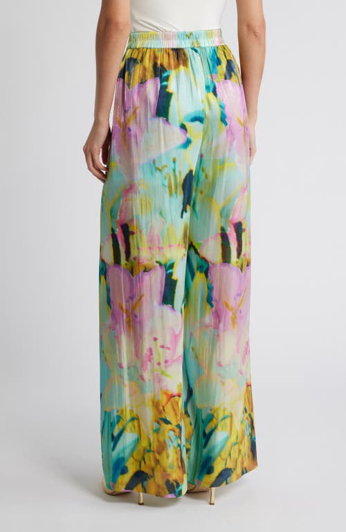 Kobi Halperin Loretta Floral Wide Leg Satin Pants In Capri Multi