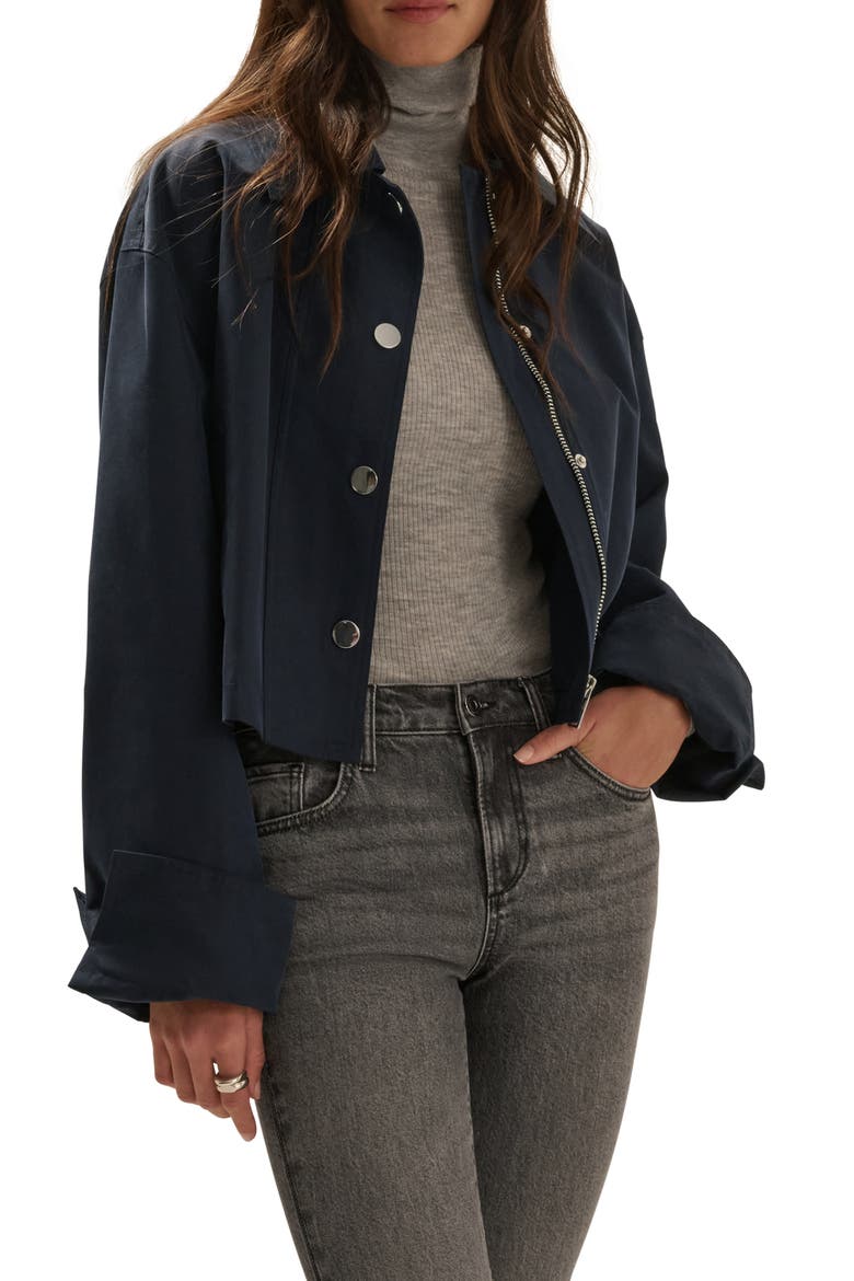 The Rue Cropped Trench, Alternate, color, NAVY