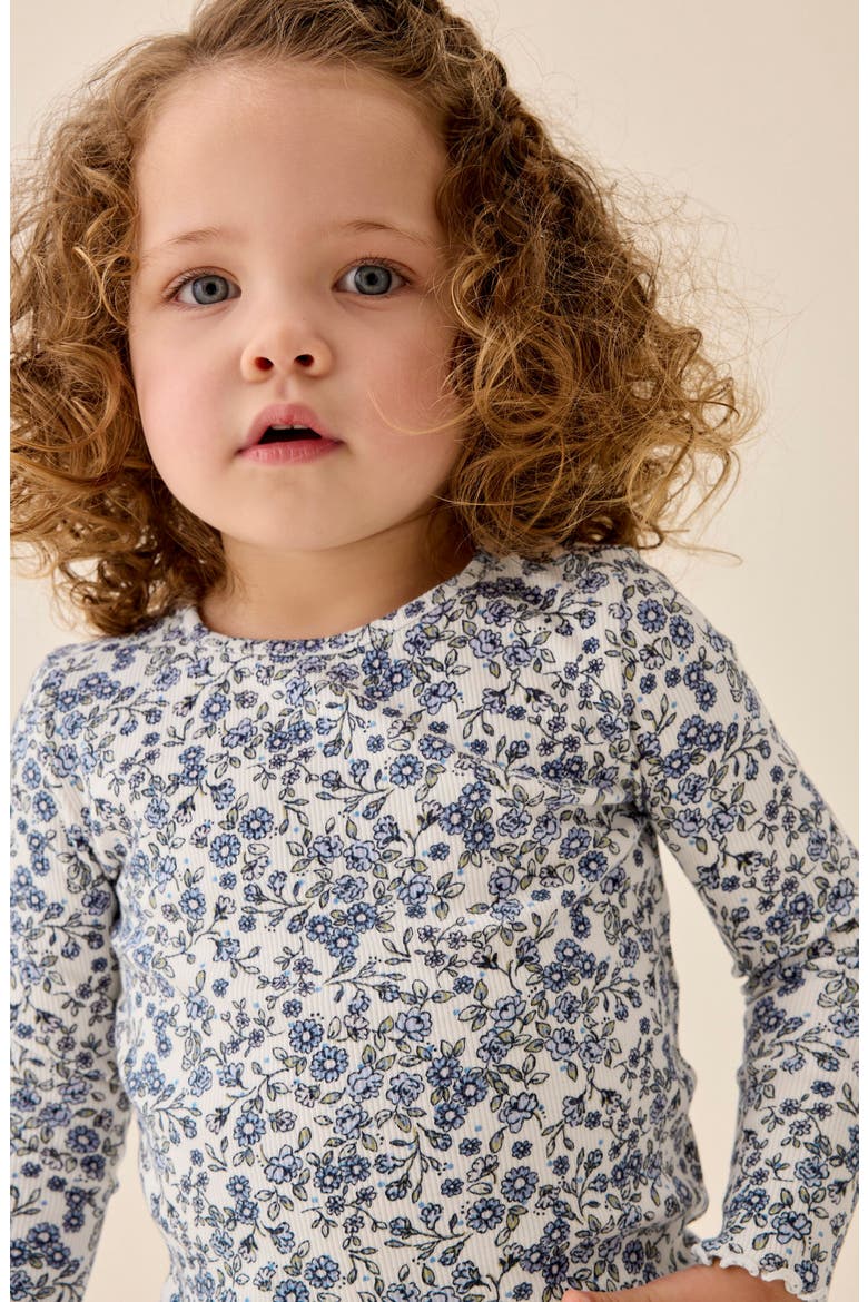 Kids' Ditsy Floral Long Sleeve Rib Top, Alternate, color, ECRU BLUE DITSY FLORAL