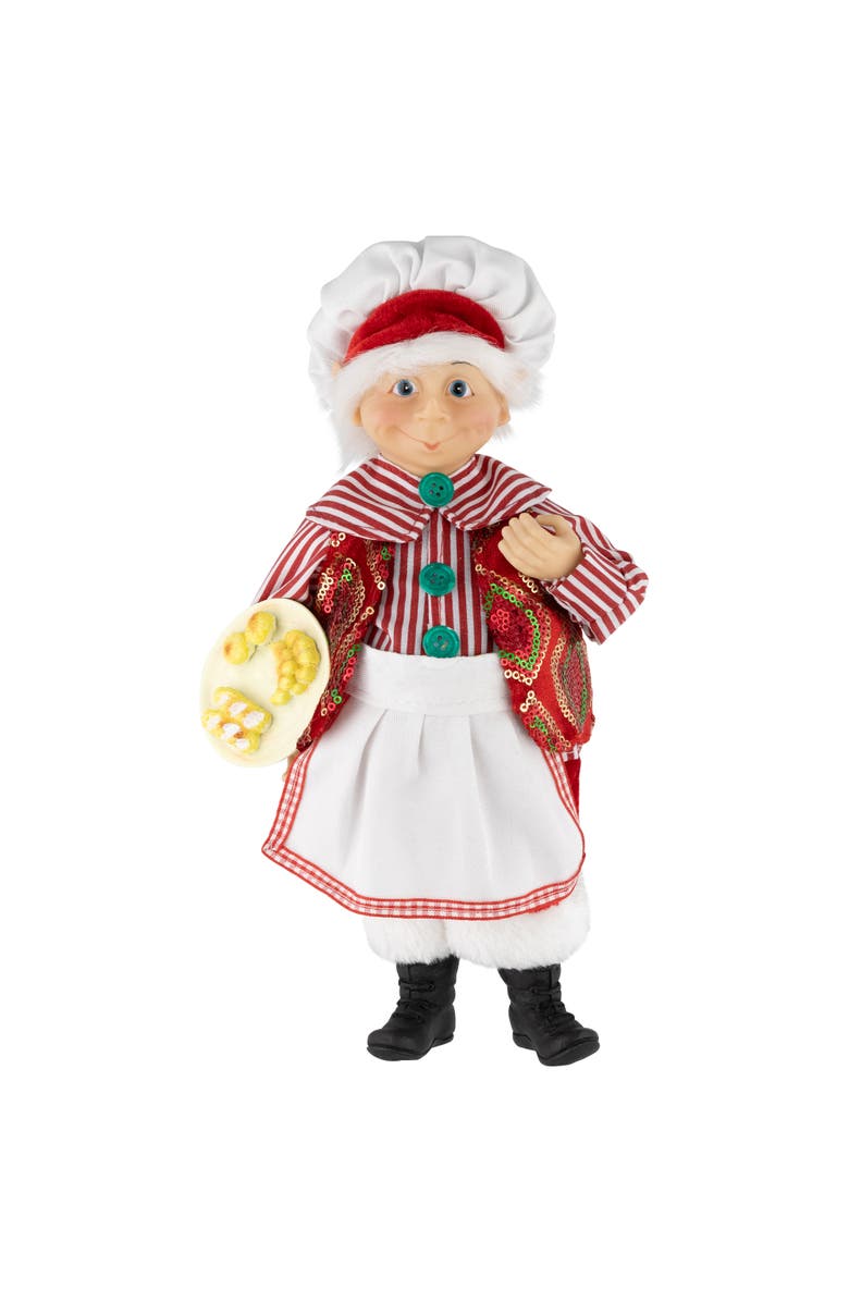 Northlight Chef Elf with Baked Goods Christmas Figure - 12", Main, color, Red