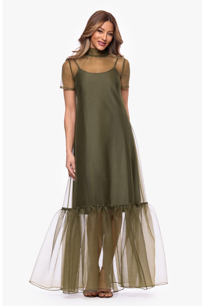 Organza Overlay Gown, Alternate, color, OLIVE