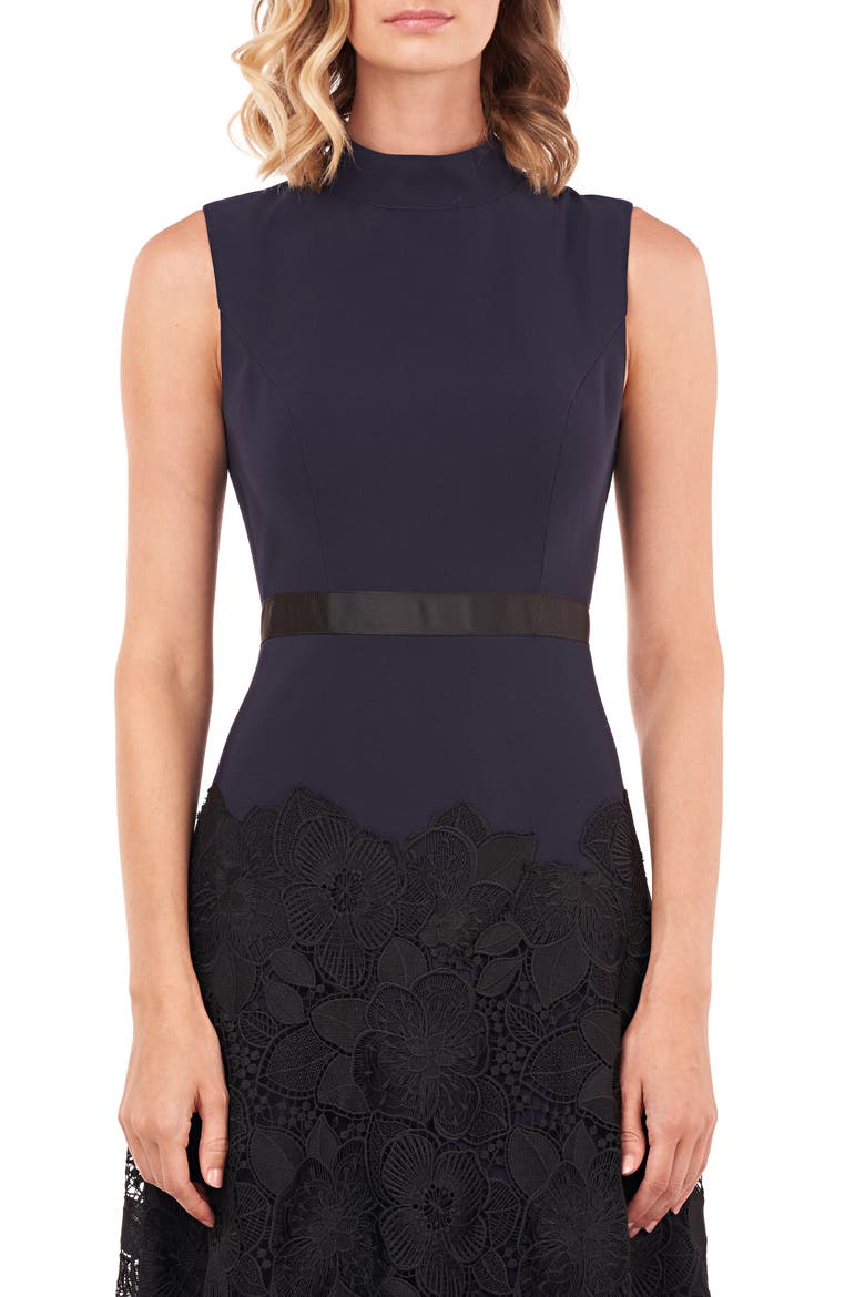 Ellie Lace A-Line Gown, Alternate, color, NAVY/ BLACK