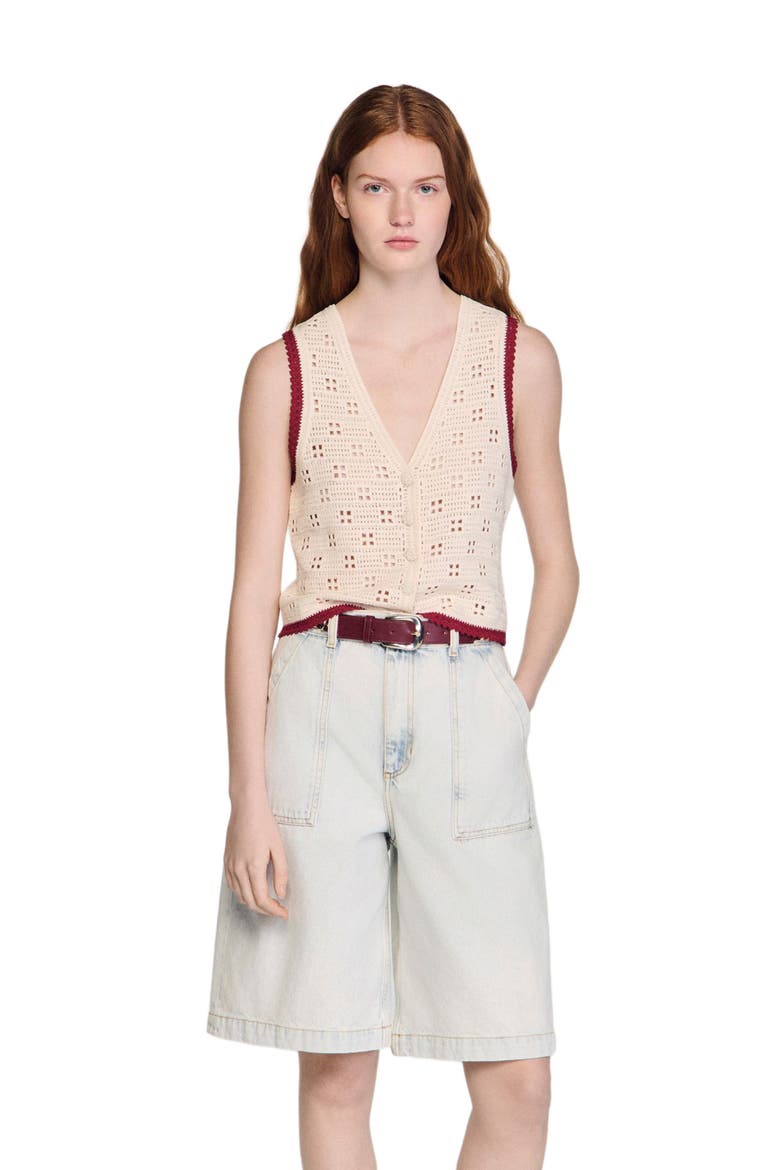 Crochet-style cardigan, Alternate, color, Ecru
