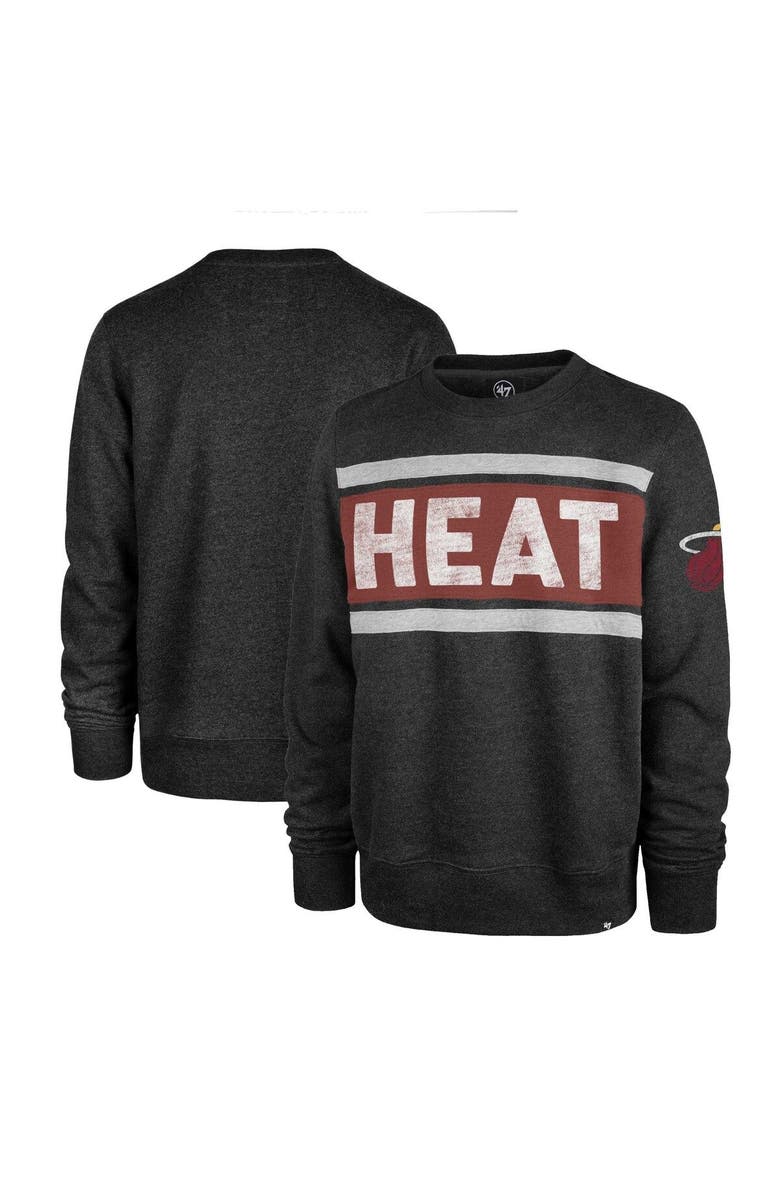 '47 Men's '47 Heather Black Miami Heat Tribeca Emerson Pullover Sweatshirt, Main, color, Heather Black