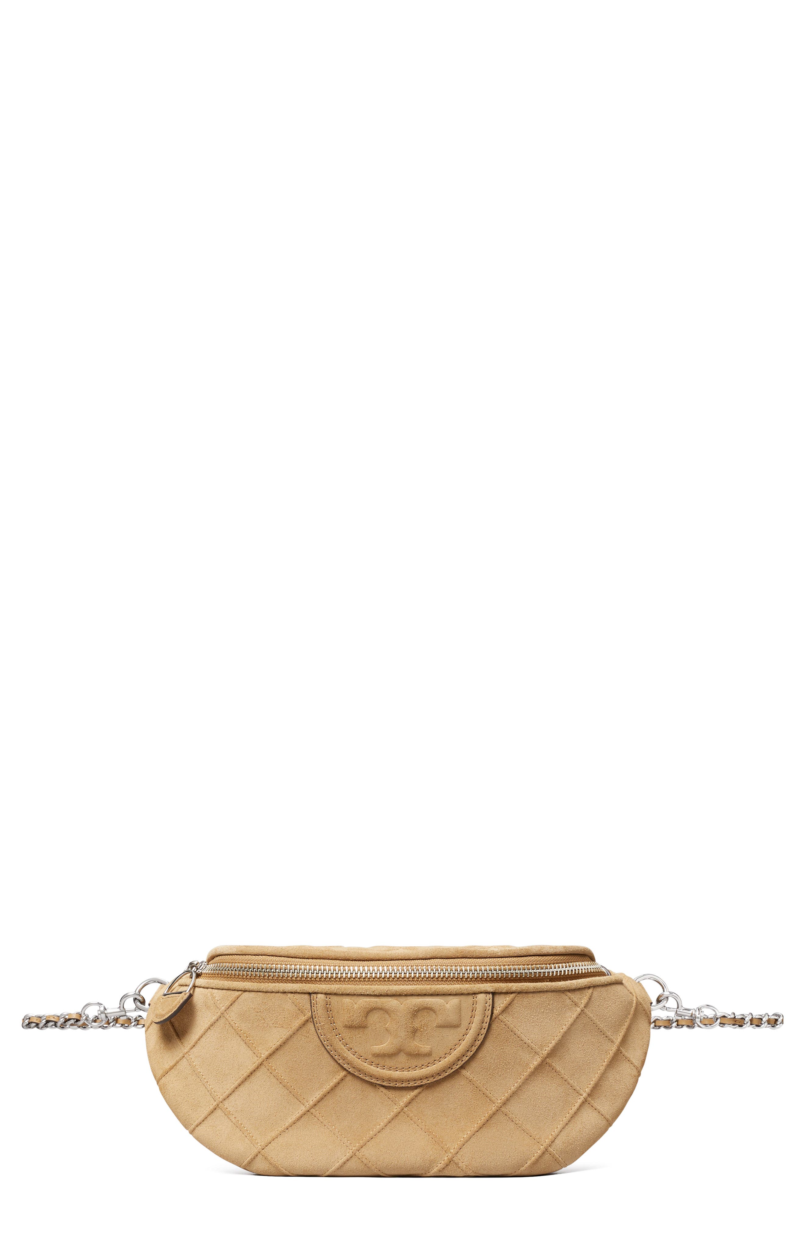 Tory Burch Fleming Soft Quilted Leather Belt Bag, Main, color, Stone