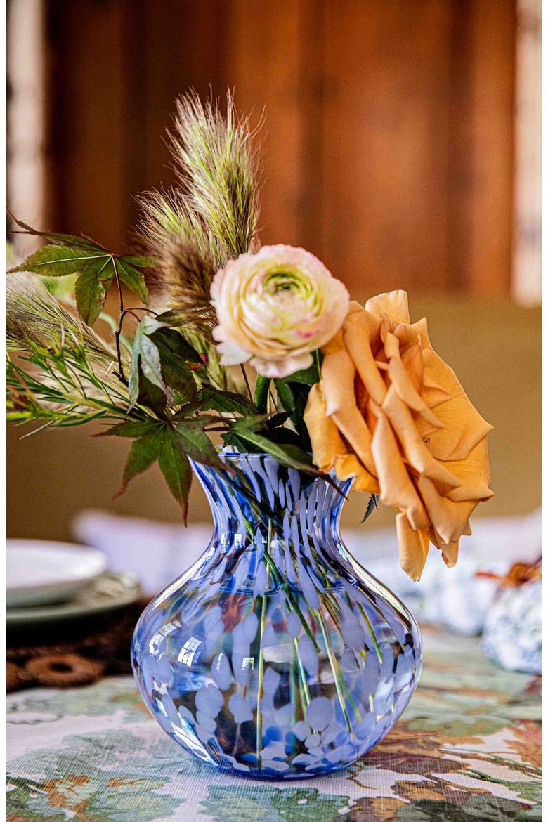 Puro 6-Inch Tortoiseshell Pattern Glass Vase, Alternate, color, BLUE