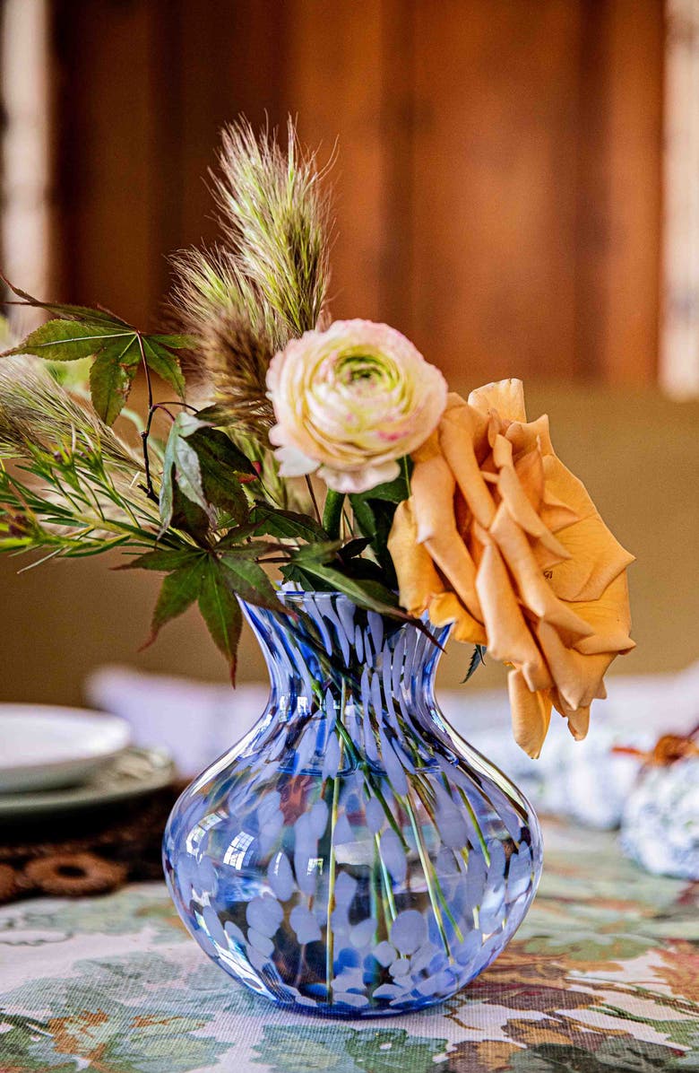 Juliska Puro 6-Inch Tortoiseshell Pattern Glass Vase, Alternate, color, Blue