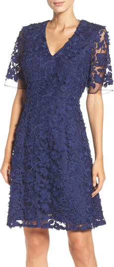 Adrianna Papell Lace Mesh Fit & Flare Dress | Nordstrom