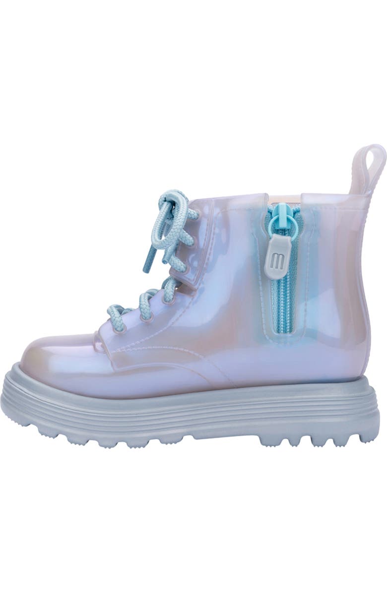 Mini Melissa Kids' Coturno Combat Boot, Alternate, color, Blue/ Pearly Blue