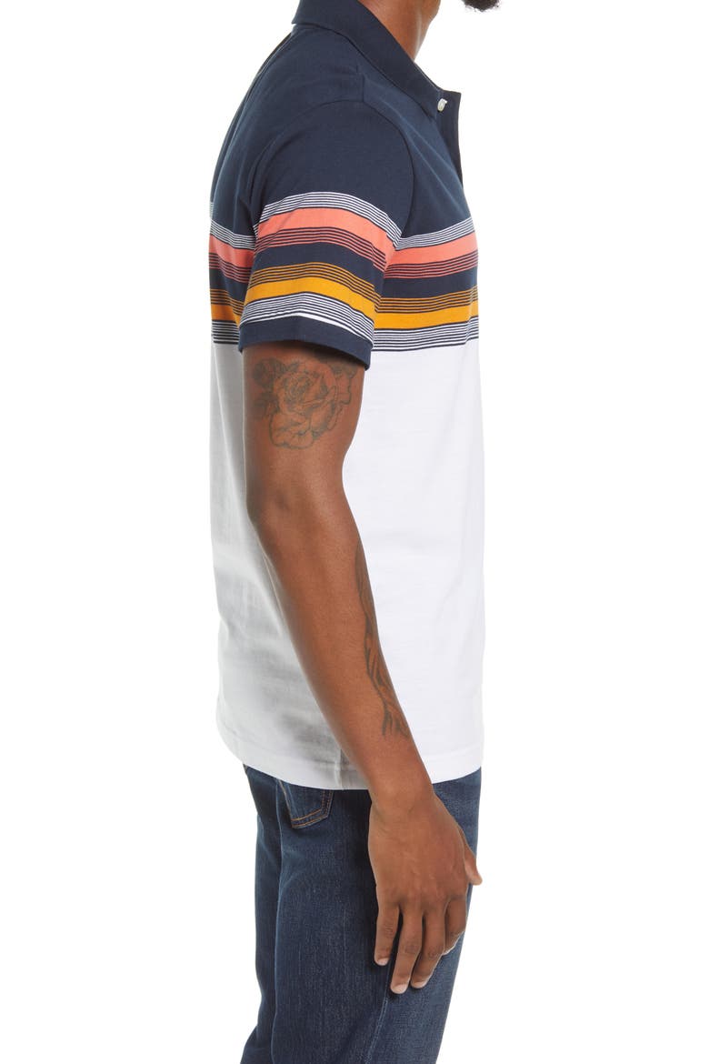 Stripe Colorblock Cotton Polo, Alternate, color, DARK SAPPHIRE