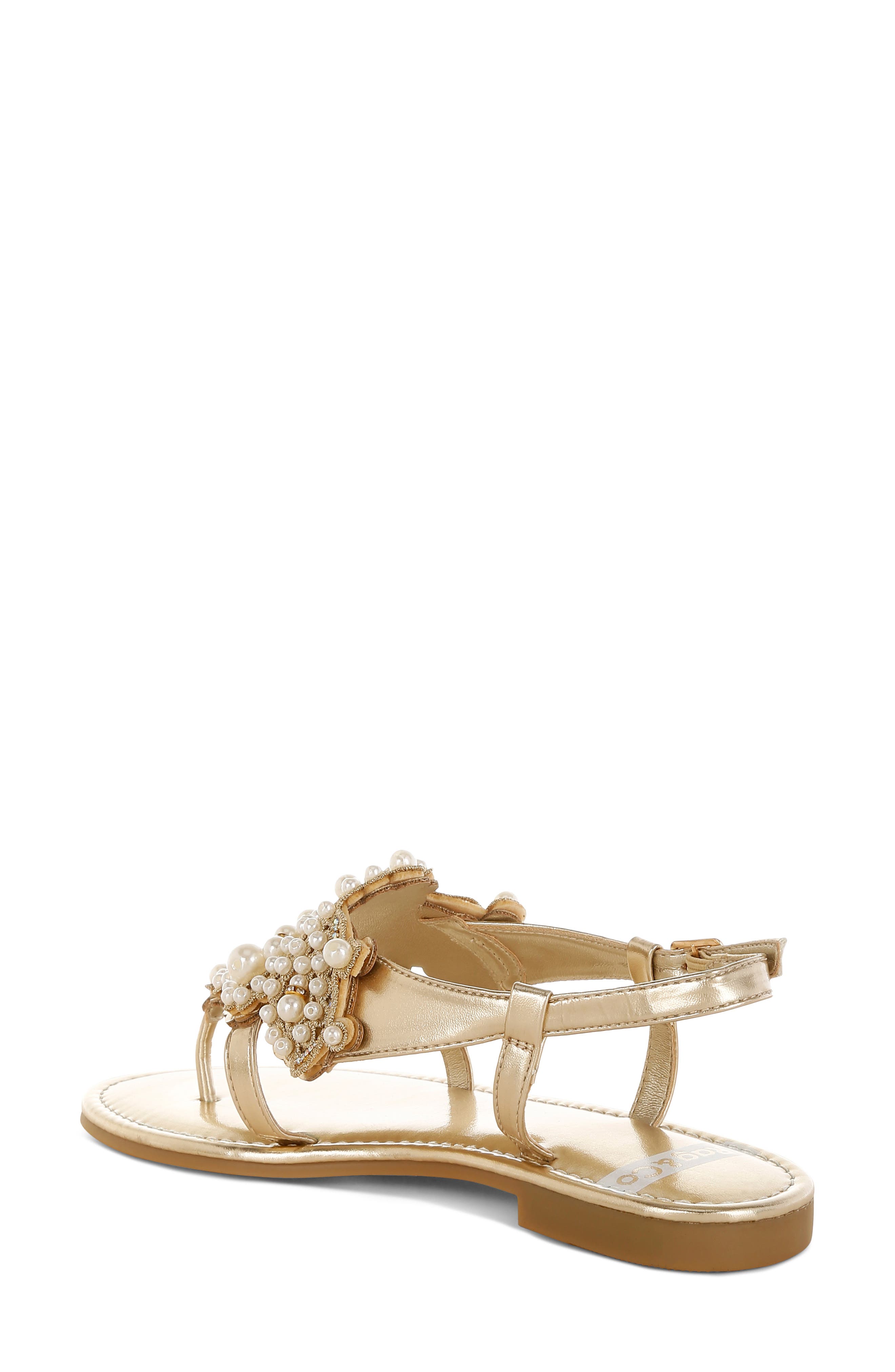 Opazie Faux Pearl Sandal, Alternate, color, GOLD