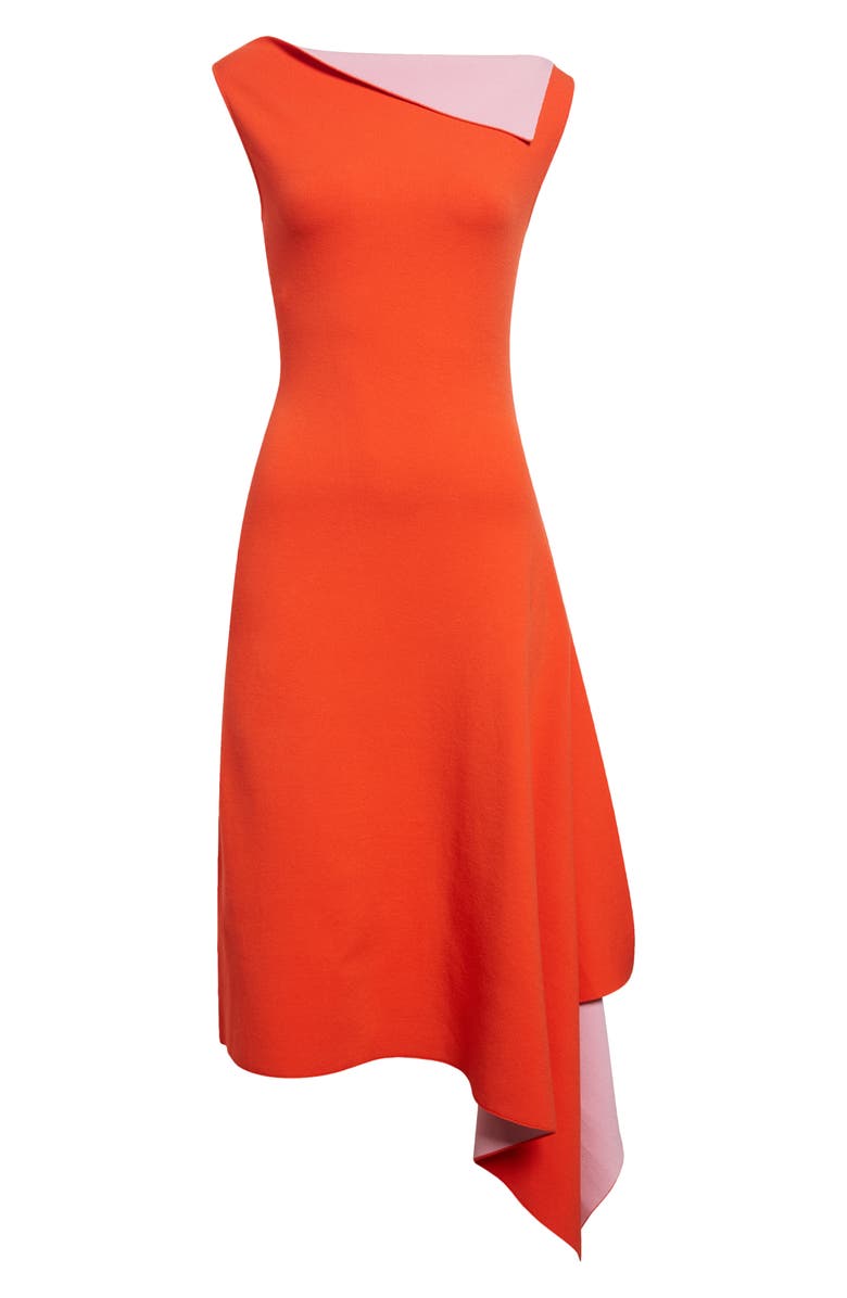 Oscar de la Renta Draped Double Face Jersey Dress, Alternate, color, Lily/ Carnelian