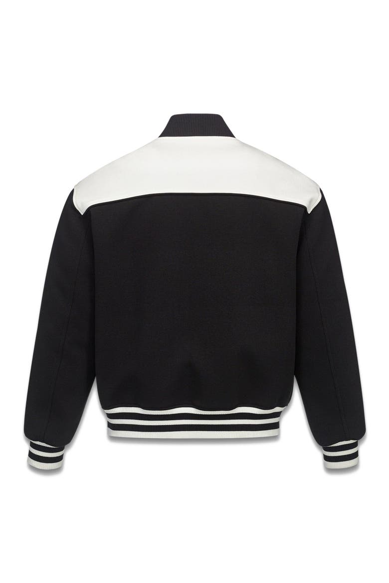 Munchen Ponte Varsity Jacket, Alternate, color, Black and White